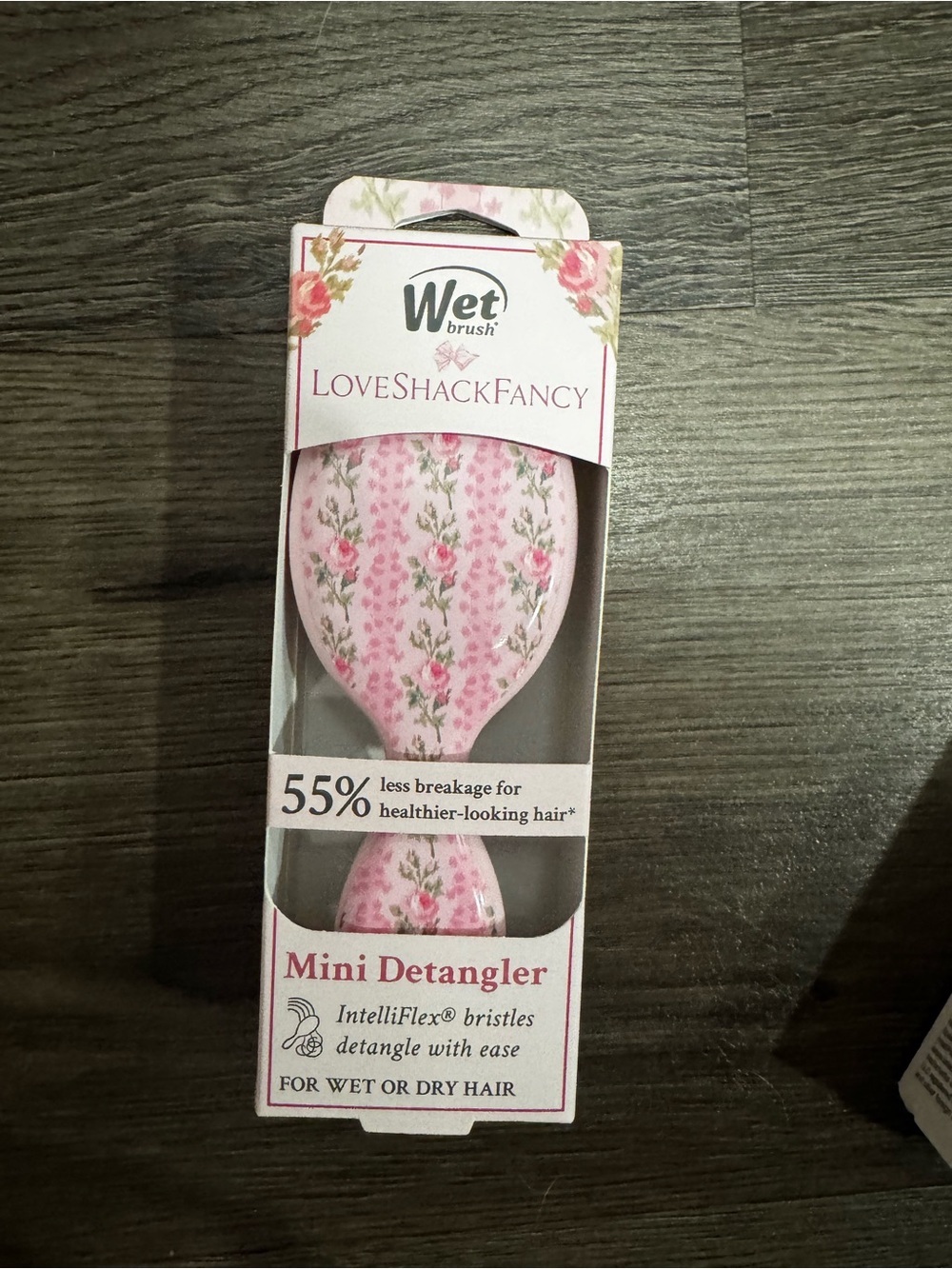 LoveShackFancy Pink Floral Wet Brush Mini Detangler